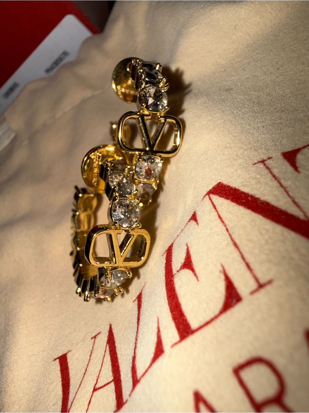 Valentino Garavani Gold-Tone Crystal Logo hoop earrings
